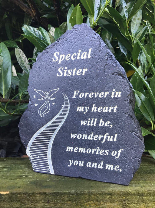 Sister Black & White Stairway to Heaven Rock - Memorial Tribute Plaque