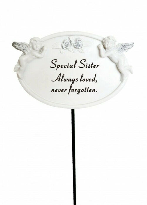 Sister Twin Cherub Stick - Memorial Tribute Spike