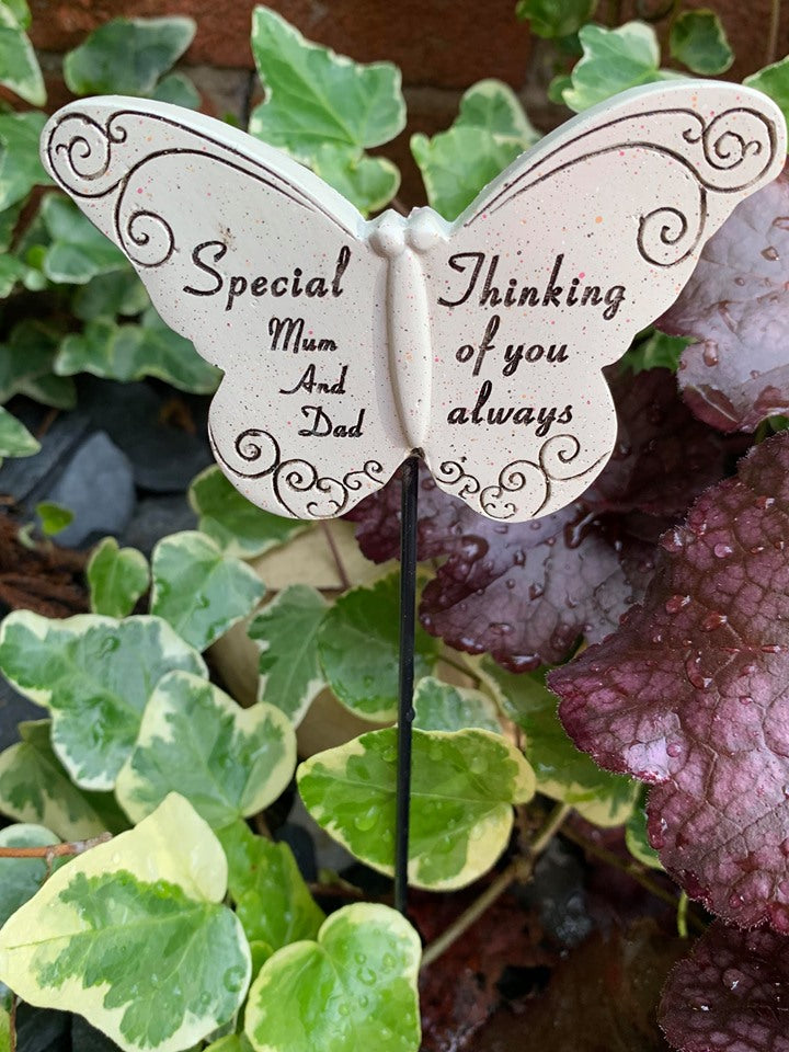 Mum & Dad Butterfly Stick - Memorial Tribute Spike