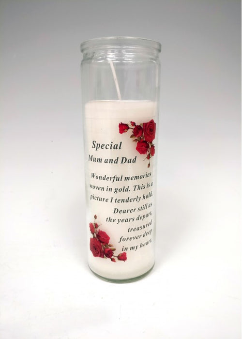 Mum & Dad Glass Vase Memorial Candle