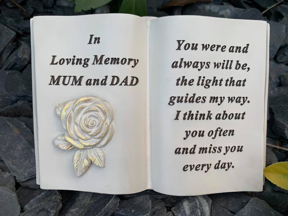 Mum & Dad Cream Rose Open Book