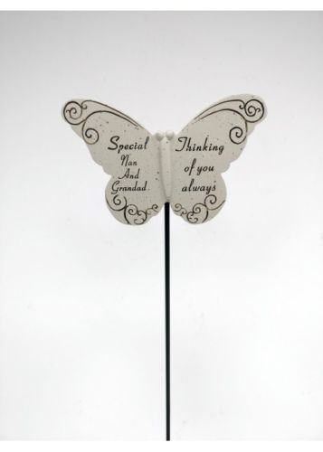 Nan and Grandad Butterfly Stick - Memorial Tribute Spike