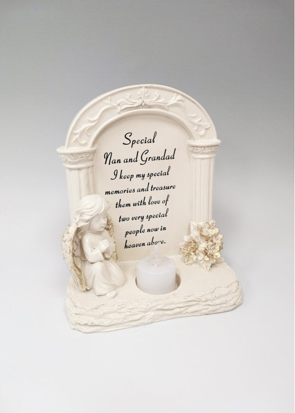 Nan and Grandad Angel Archway Plaque with Flickering Light