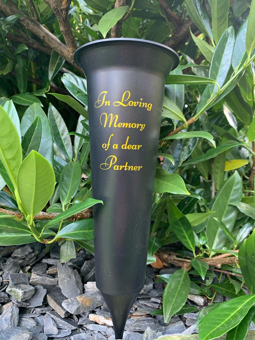 Partner - Memorial Plastic Black Flower Vase Grave Crem Spike Vase Pot Remembrance Tribute