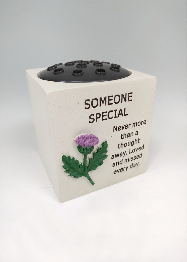Someone Special - Thistle Square Memorial Flower Vase Rose Bowl Grave Pot Plaque Tribute Ornament