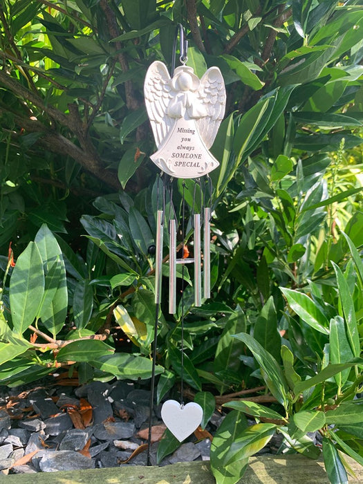 Someone Special - Angel Shaped Memorial Wind Chime Tribute Plaque Ornament Graveside Remembrance