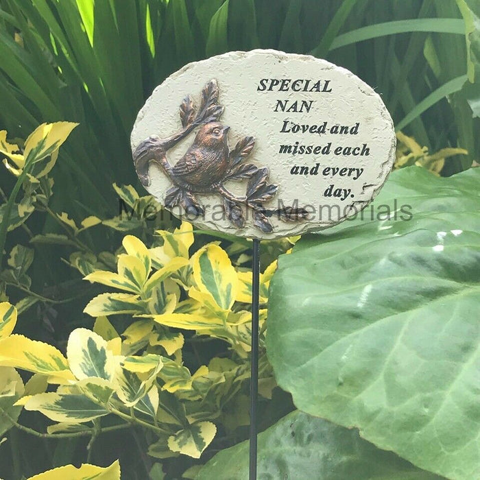 Memorial Bronze 3D Bird Stick Stake Pick Plaque Tribute Graveside Ornament