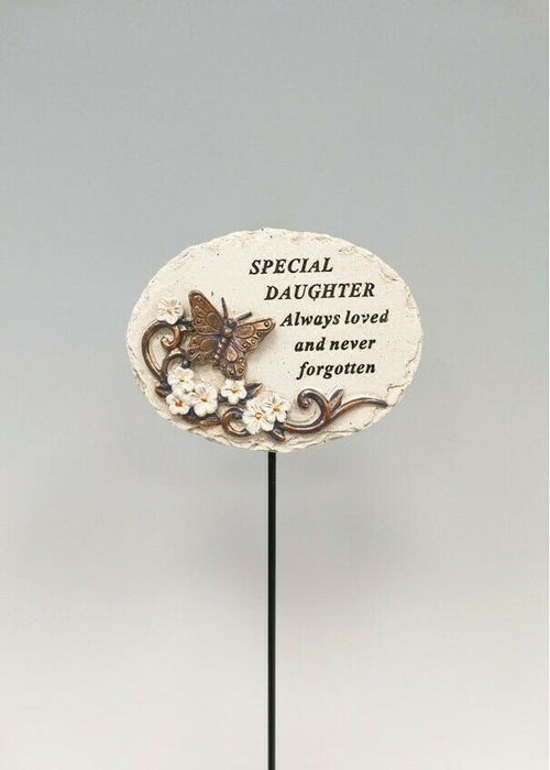 Daughter - Memorial Bronze 3D Butterfly Stick Stake Pick Plaque Tribute Graveside Ornament