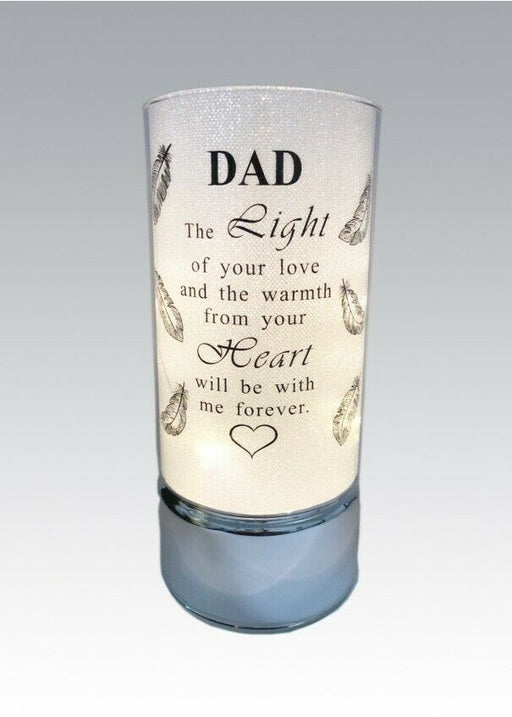 Dad - Memorial Light Up Tube - Thoughts Of You Feather Heart Verse Memory Remembrance