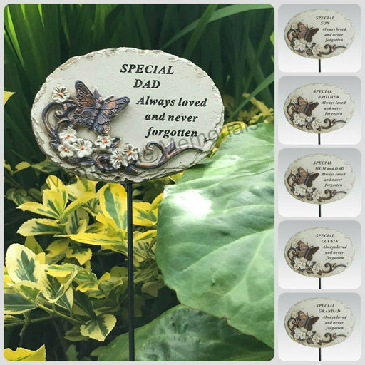 Memorial Bronze 3D Butterfly Stick Stake Pick Plaque Tribute Graveside Ornament