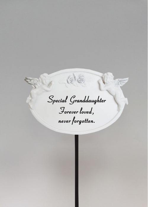 Granddaughter Twin Cherub Stick - Memorial Tribute Spike