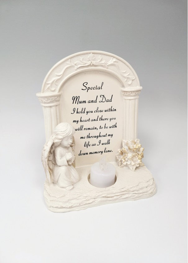 Mum & Dad Angel Archway Plaque with Flickering Light