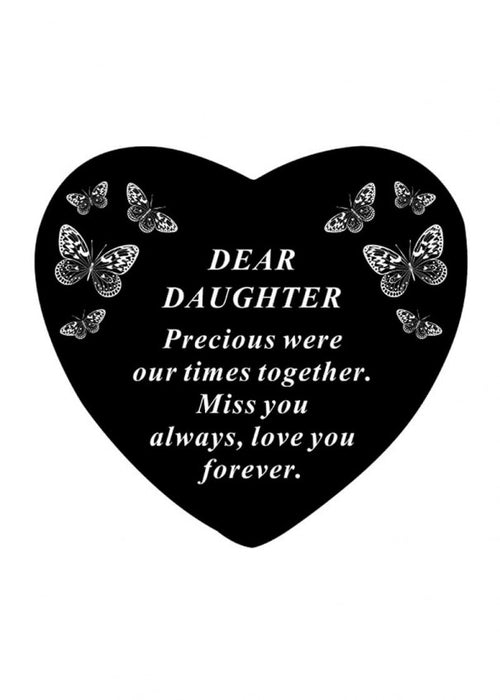 Black and White Memorial Heart Tribute Grave Remembrance Ornament Plaque