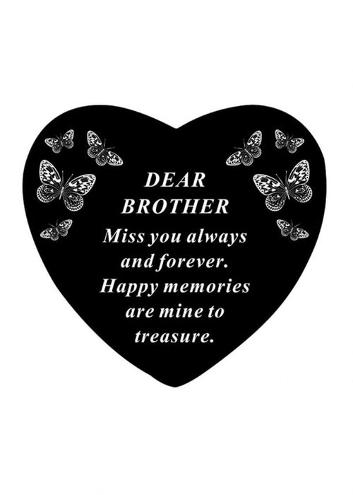 Black and White Memorial Heart Tribute Grave Remembrance Ornament Plaque