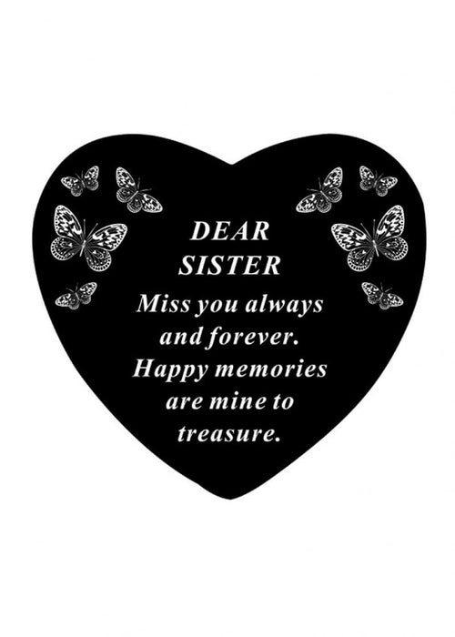 Black and White Memorial Heart Tribute Grave Remembrance Ornament Plaque