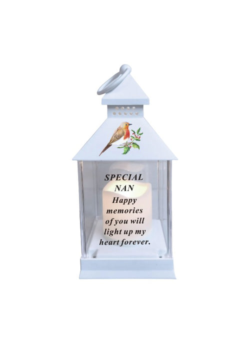 Memorial Light Up Christmas Lantern - Robin Candle Graveside Memory Remembrance