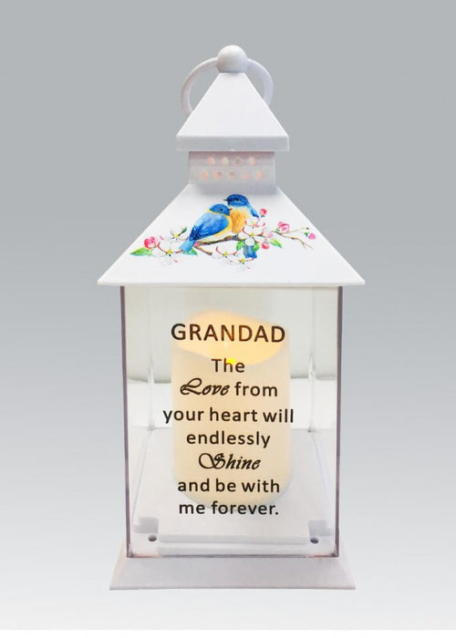 Portavelas Conmemorativo Para Abuelo - Con Marco De Cristal Y Espacio Para Foto 5x7.6 Cm, Medidas 14x16x6 Cm