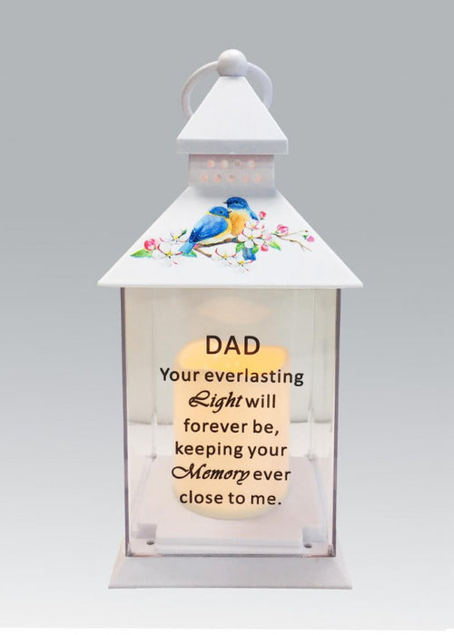 Memorial Light Up Lantern -  Bird Floral Candle Graveside Memory Remembrance