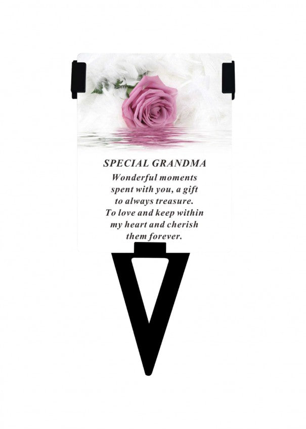 Grandma - Plastic Memorial Laminated Message Card & Holder Stick Plaque