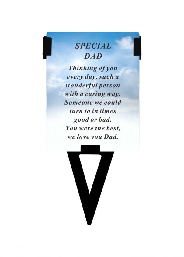 Dad - Plastic Memorial Laminated Message Card & Holder Stick Plaque Tribute