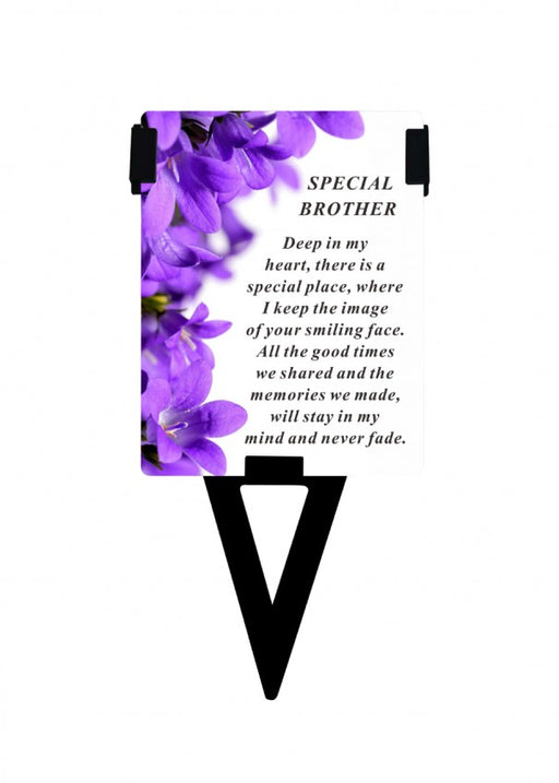 Brother - Plastic Memorial Laminated Message Card & Holder Stick Plaque