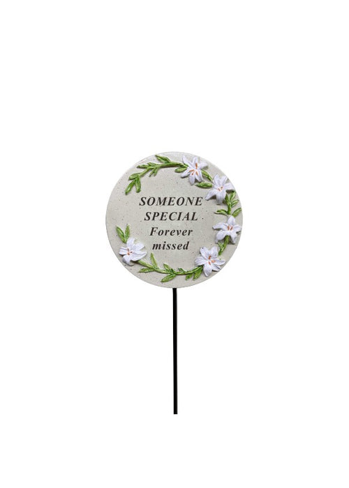 Memorial Cream Lily Flower Stick Stake Pick Plaque Tribute Graveside Ornament