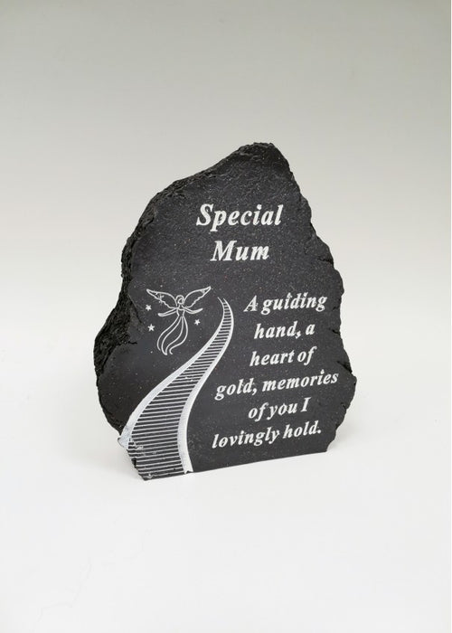 Mum Black & White Stairway to Heaven Rock - Memorial Tribute Plaque