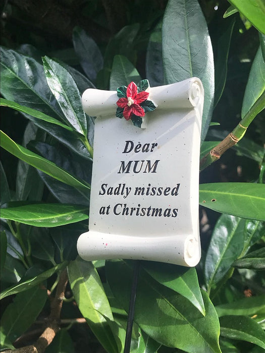 Mum Christmas Scroll Memorial Stick - Xmas Tribute Stake