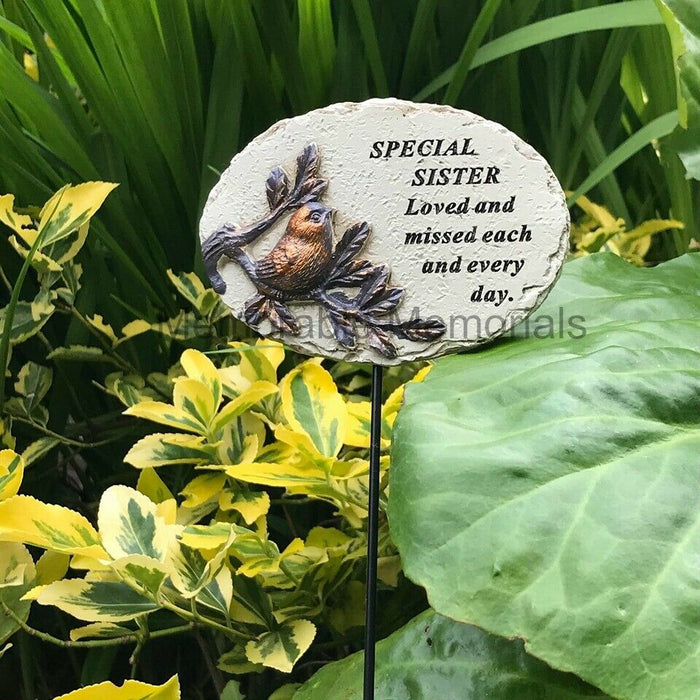 Memorial Bronze 3D Bird Stick Stake Pick Plaque Tribute Graveside Ornament