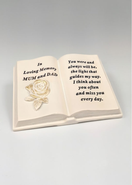 Mum & Dad Cream Rose Open Book