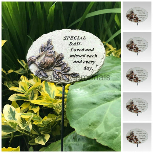 Memorial Bronze 3D Bird Stick Stake Pick Plaque Tribute Graveside Ornament