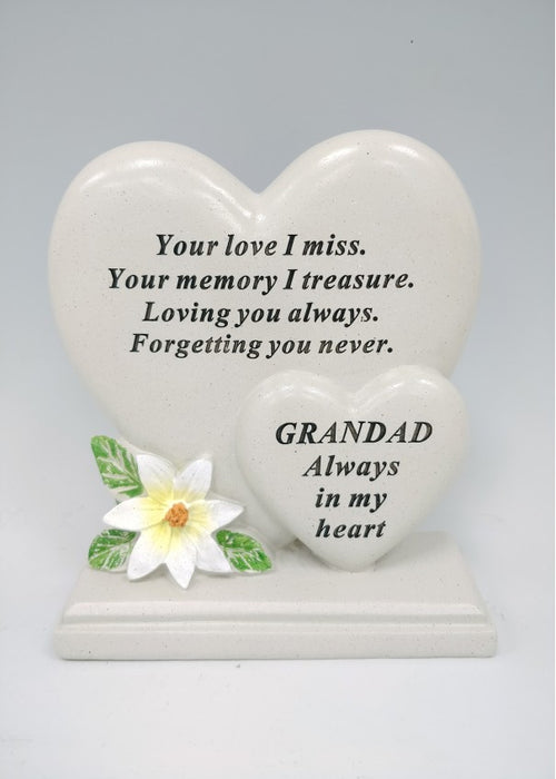 Grandad Double Heart Plaque