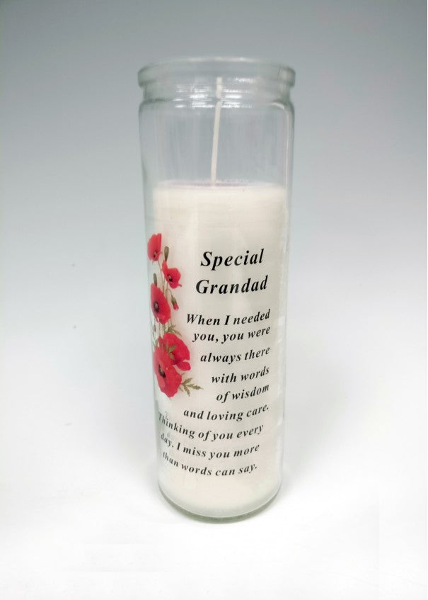 Grandad Glass Vase Memorial Candle