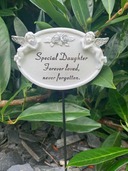 Daughter Twin Cherub Stick - Memorial Tribute Spike