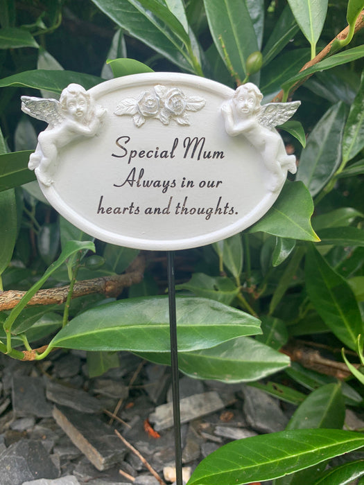 Mum Twin Cherub Stick - Memorial Tribute Spike