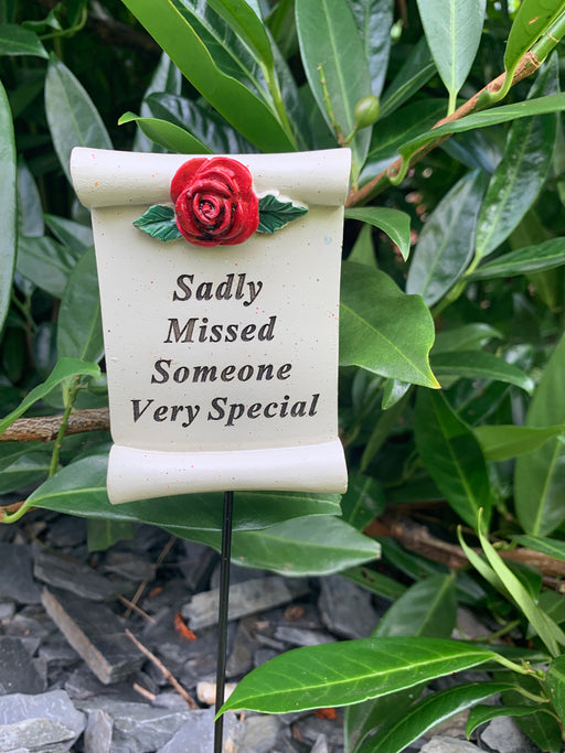 Someone Special Red Rose Scroll Stick - Memorial Tribute Spike
