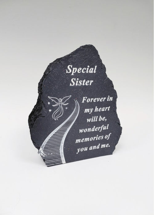 Sister Black & White Stairway to Heaven Rock - Memorial Tribute Plaque