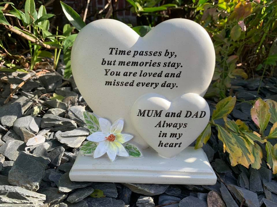 Mum & Dad Double Heart Plaque