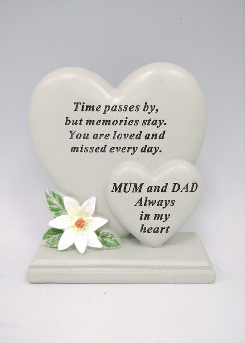 Mum & Dad Double Heart Plaque