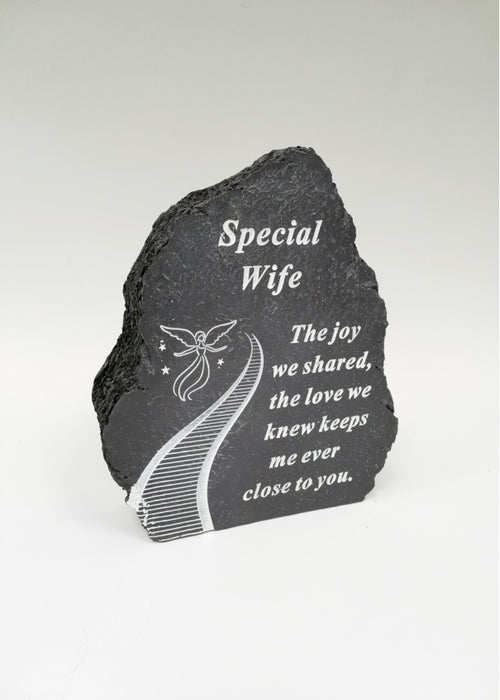 Wife Black & White Stairway to Heaven Rock - Memorial Tribute Plaque