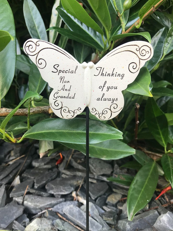 Nan and Grandad Butterfly Stick - Memorial Tribute Spike