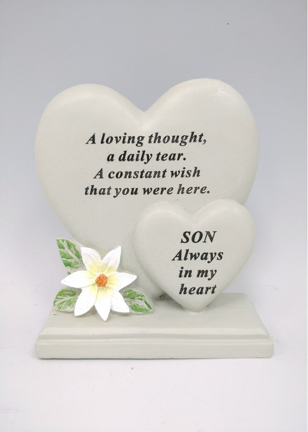 Son Double Heart Plaque